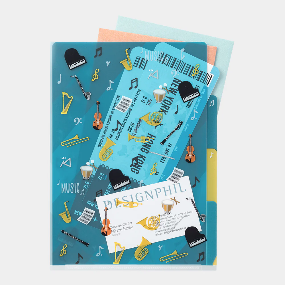 MIDORI - 3-Pocket Clear Folder - A5 | Musical Instruments - Image 3