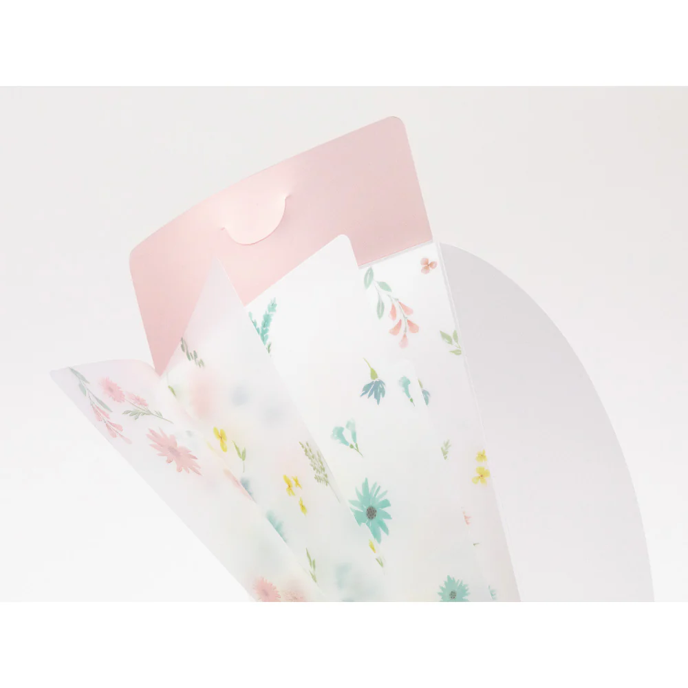 MIDORI - 3-Pocket Clear Folder with Flaps - A5 Slim | Flowers - Image 4