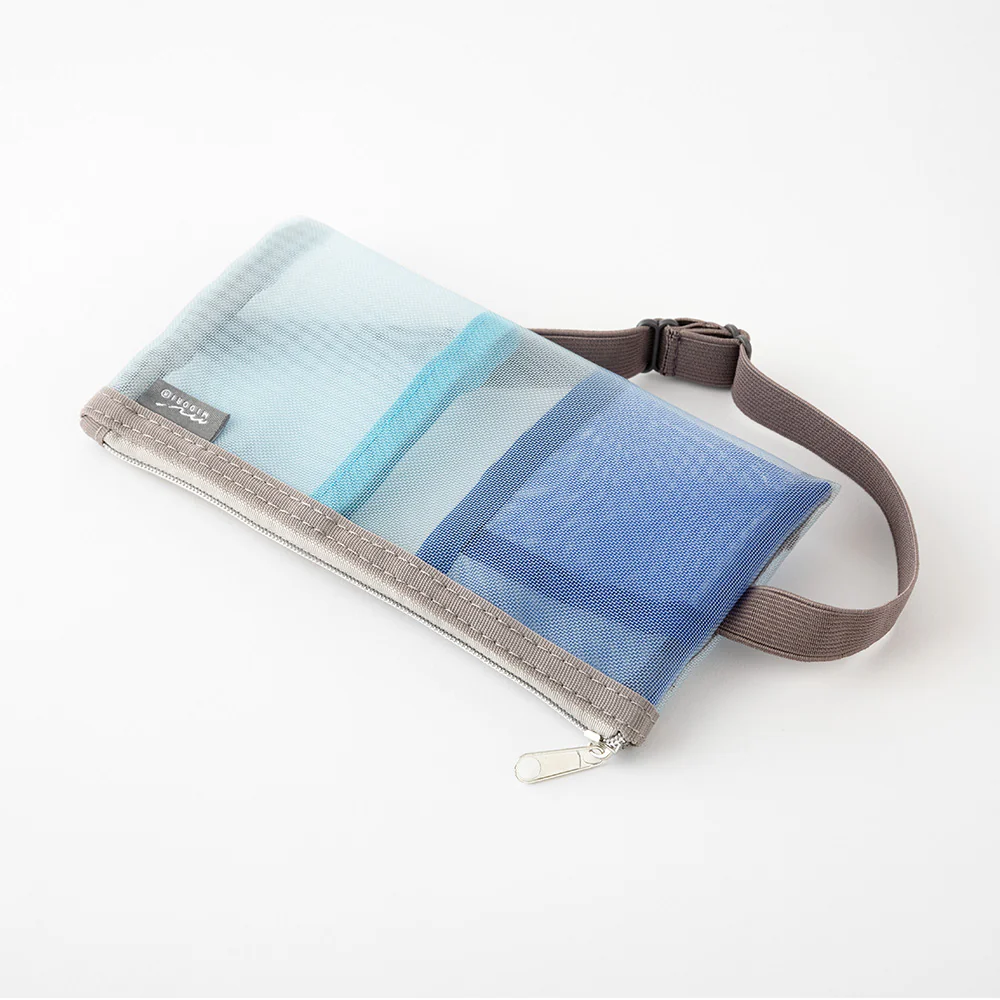 Midori - Book Band Pen Case - Mesh Light Blue - Image 2