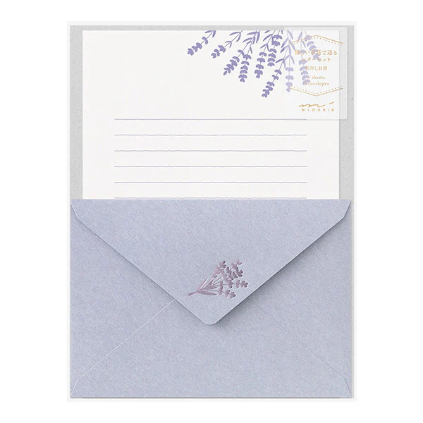 Midori - Letter Set  - Foil-stamped Envelopes - Lavender