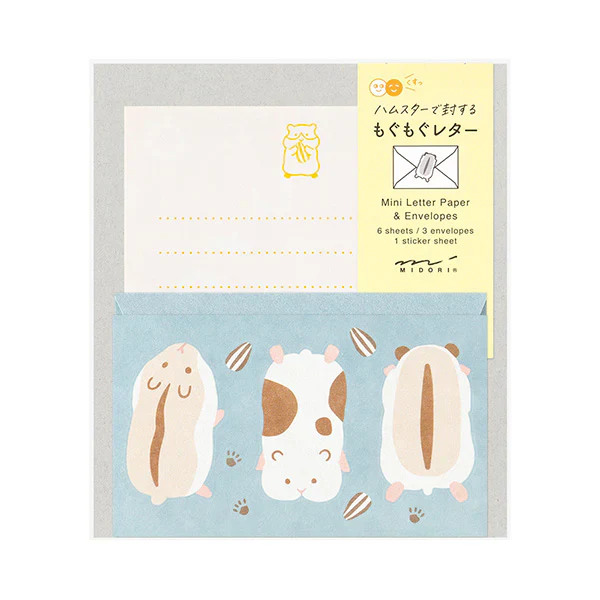 Midori - Mini Letter Set With Stickers - Hungry Hamster