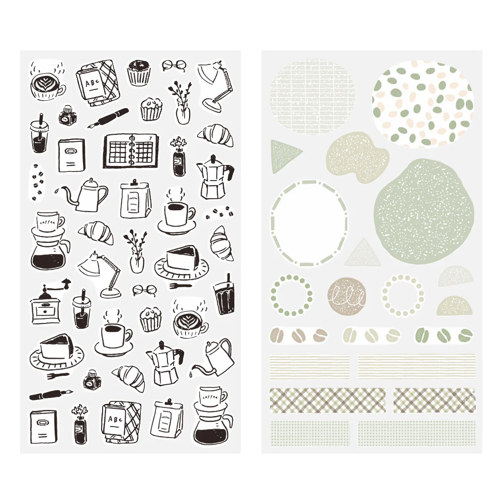MIDORI - Two Sheet Stickers - 2641 - Monotone Cafe - Image 2