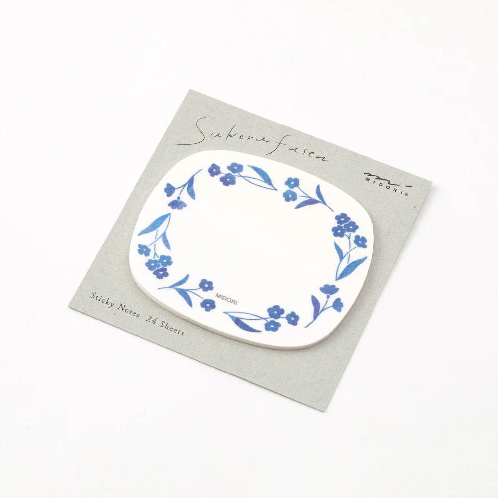 MIDORI - Sticky Note - Semi-Translucent Blue Flowers - Image 4