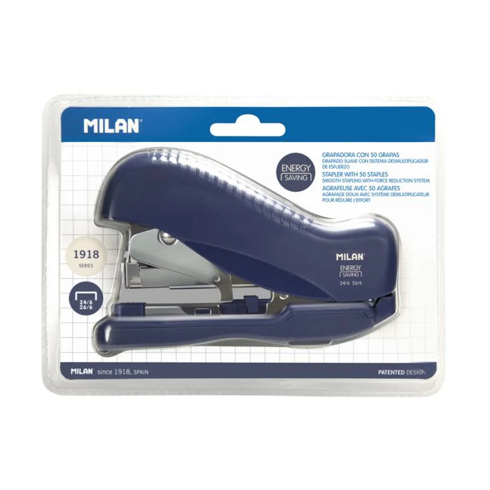 Milan - Blister Energy Saving Stapler - Navy-Blue