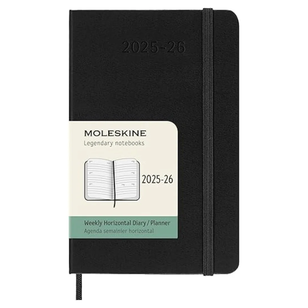 Moleskine 2025/2026 - Weekly Horizontal Notebook Diary/Planner - Pocket Size (Black/Hardcover)