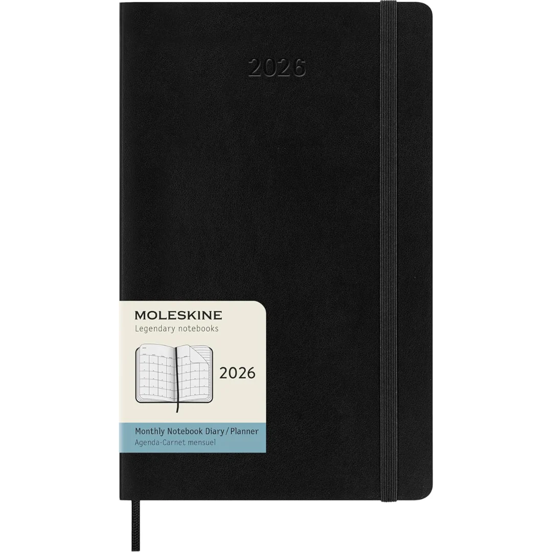 Moleskine 2026 - Monthly Notebook Diary/Planner - Large (Black/Softcover)