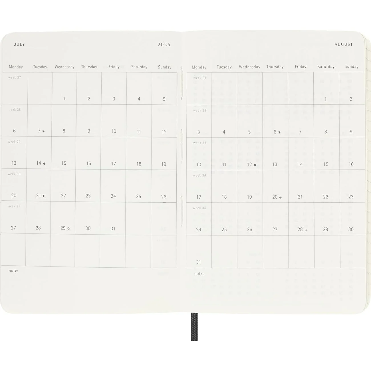 Moleskine 2026 - Monthly Notebook Diary/Planner - Pocket Size (Black/Softcover) - Image 4