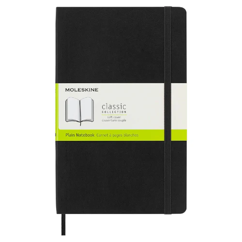 Moleskine - Classic Plain Notebook - Large (Black/Softcover)