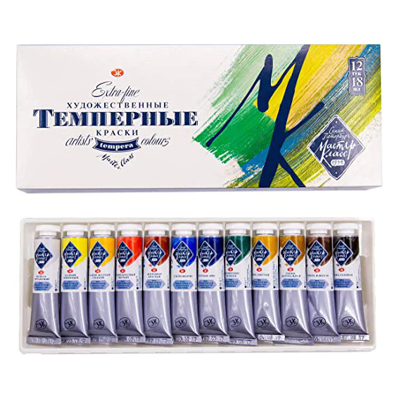 NEVA PALETTE ST. PETERSBURG - MASTERCLASS Extra Fine Artists' Tempra Colors - 12 Tubes x 18ml