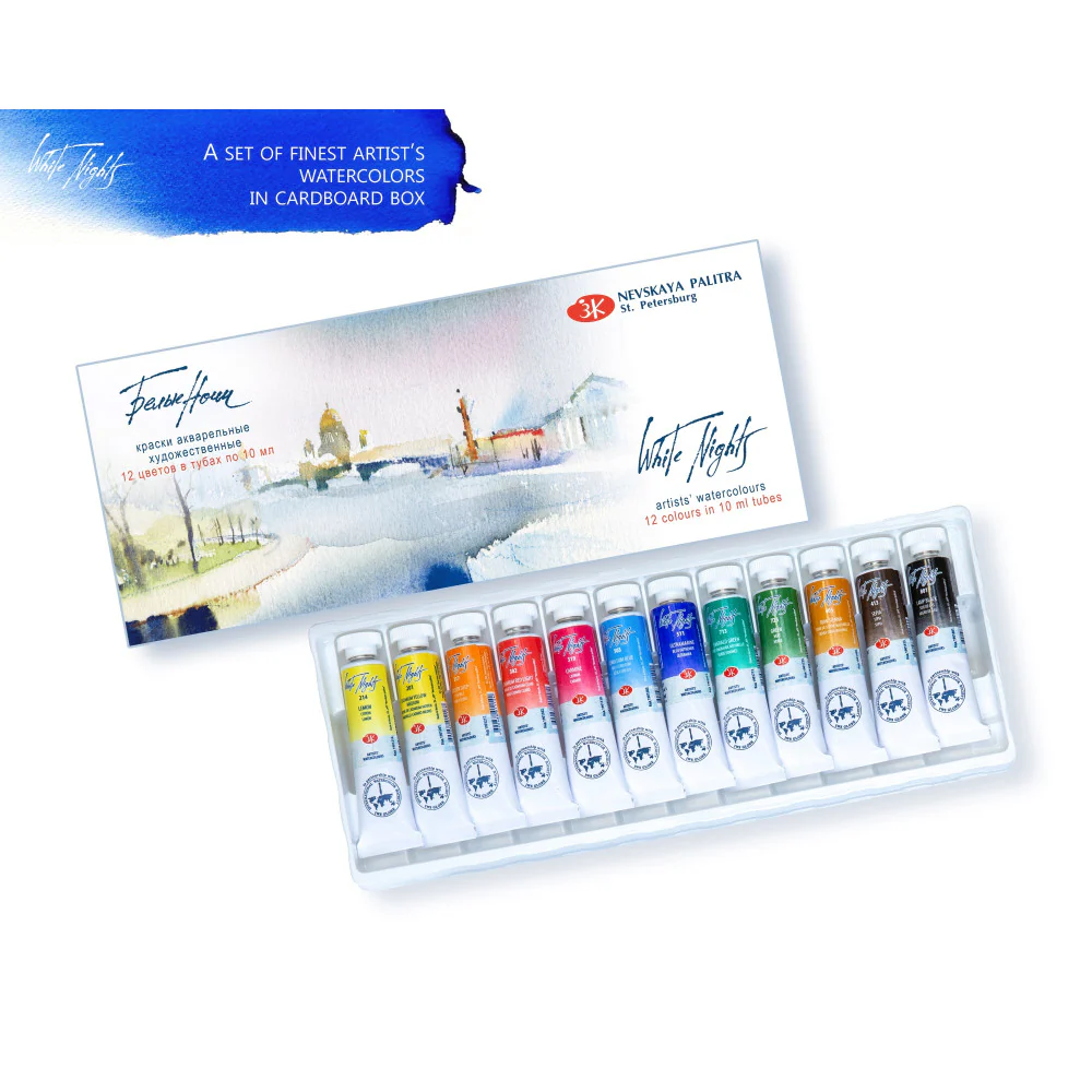 NEVA PALETTE ST. PETERSBURG – "White Nights" Extra Fine Artists' Watercolors Set - 12 Tubes x 10ml - Image 3