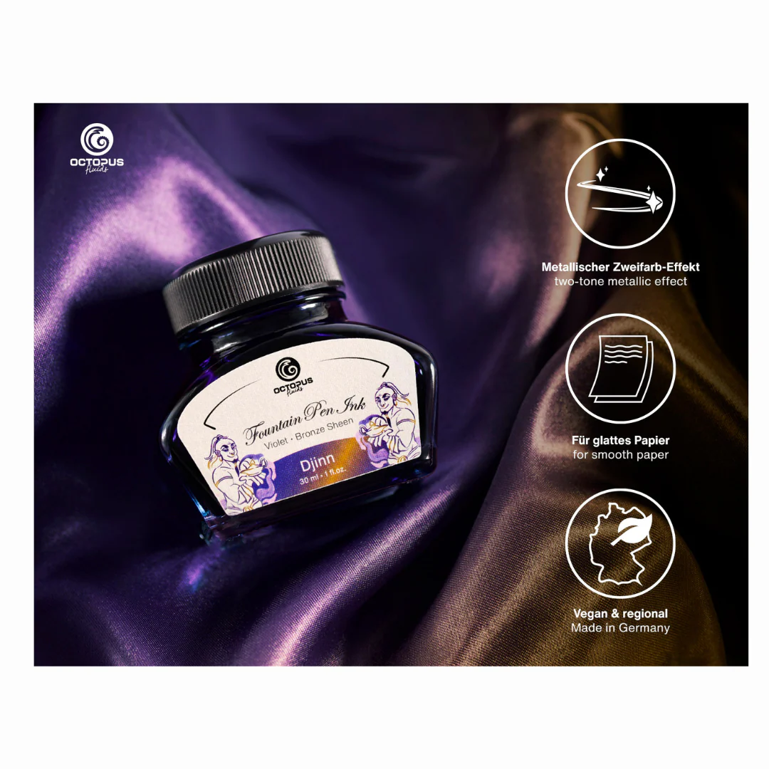 Octopus Fluids - Sheening 30ml Fountain Pen Ink - Djinn/Blue - Image 2