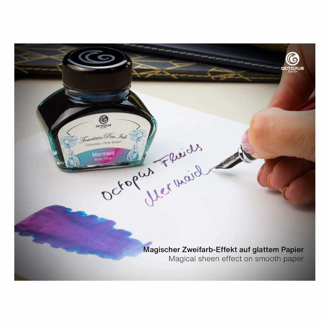 Octopus Fluids - Sheening 30ml Fountain Pen Ink - Mermaid/Petrol - Image 4