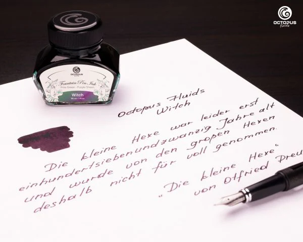 Octopus Fluids - Sheening 30ml Fountain Pen Ink - Witch Green - Image 5
