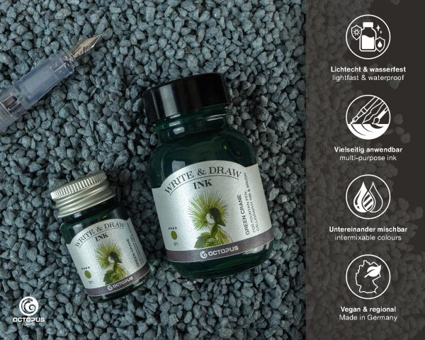 OCTOPUS FLUIDS - Write & Draw Ink 50ml | 371 Green Crane - Image 2