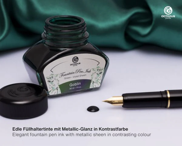 Octopus Fluids - Sheening 30ml Fountain Pen Ink - Goblin Green/Violet - Image 5