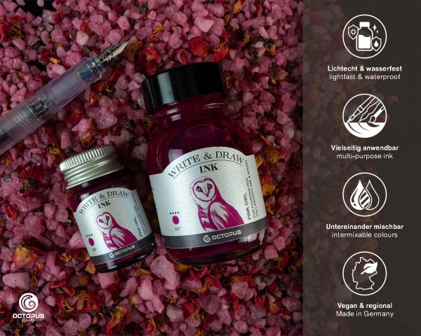 OCTOPUS FLUIDS - Write & Draw Ink 50ml | 397 Pink Owl - Image 2