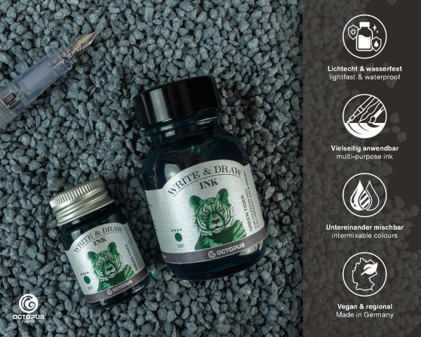 OCTOPUS FLUIDS - Write & Draw Ink 50ml | 337 Green Tiger - Image 2