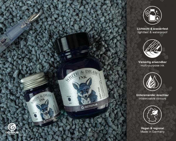 OCTOPUS FLUIDS - Write & Draw Ink 50ml | 356 Grey Fox - Image 2