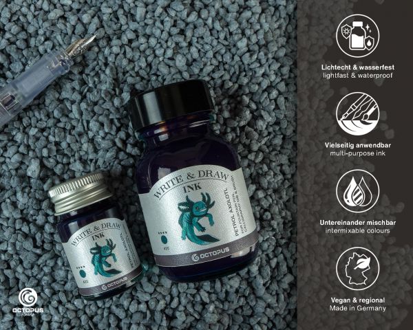 OCTOPUS FLUIDS - Write & Draw Ink 50ml | 420 Petrol Axolotl - Image 2