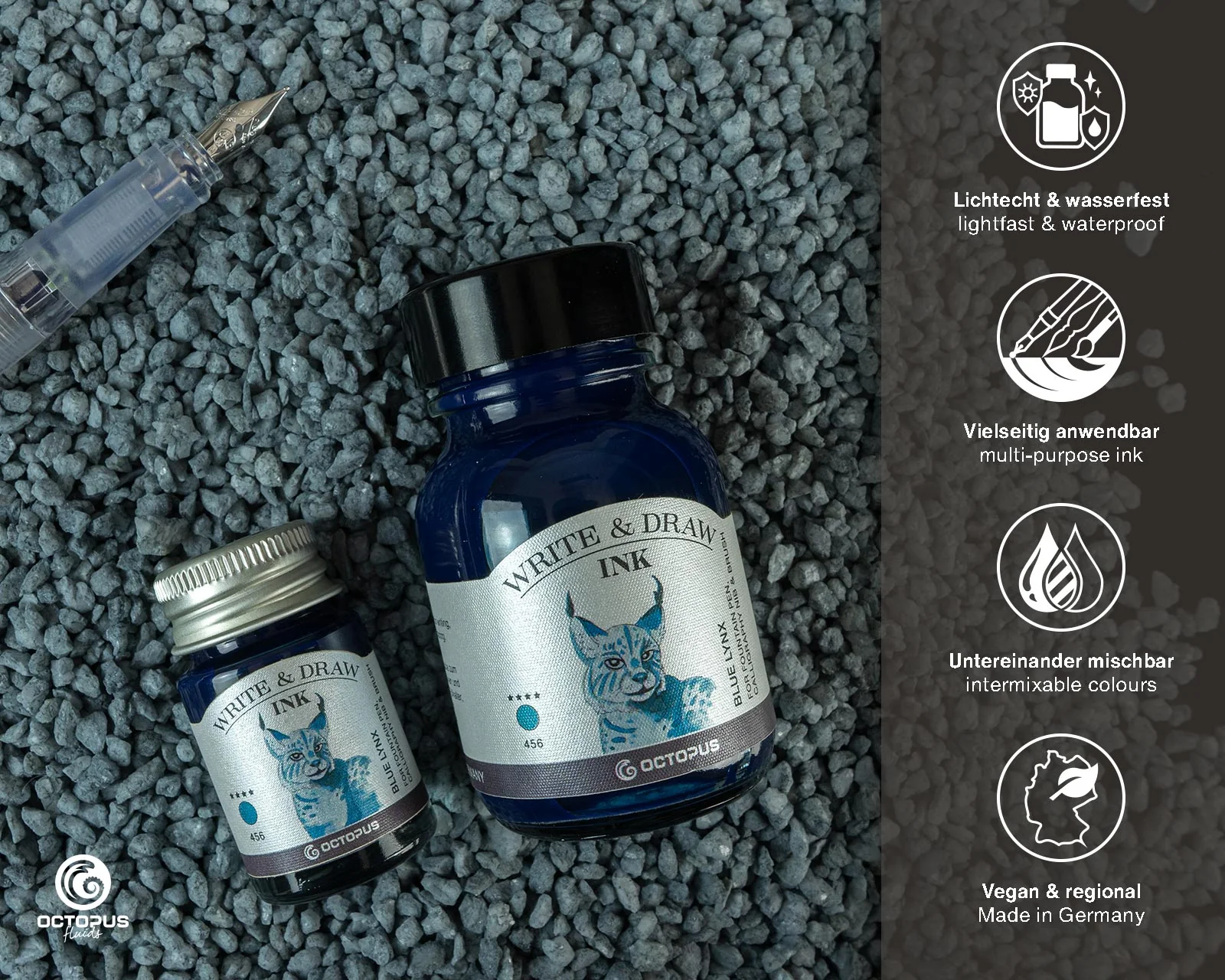 OCTOPUS FLUIDS - Write & Draw Ink 50ml | 456 Blue Lynx - Image 2