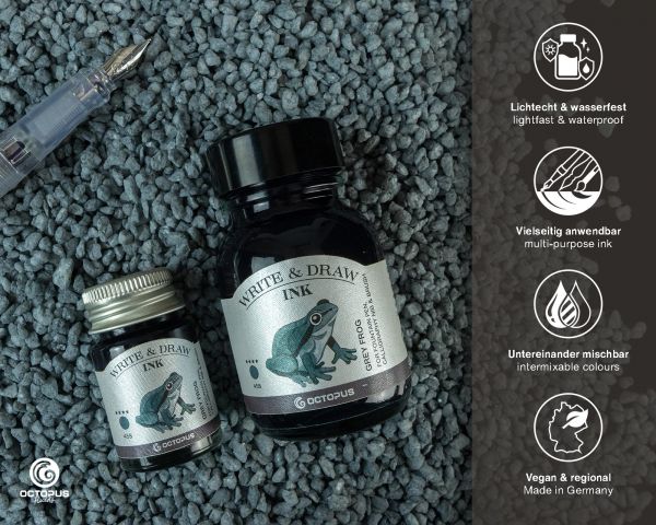 OCTOPUS FLUIDS - Write & Draw Ink 50ml | 458 Grey Frog - Image 2
