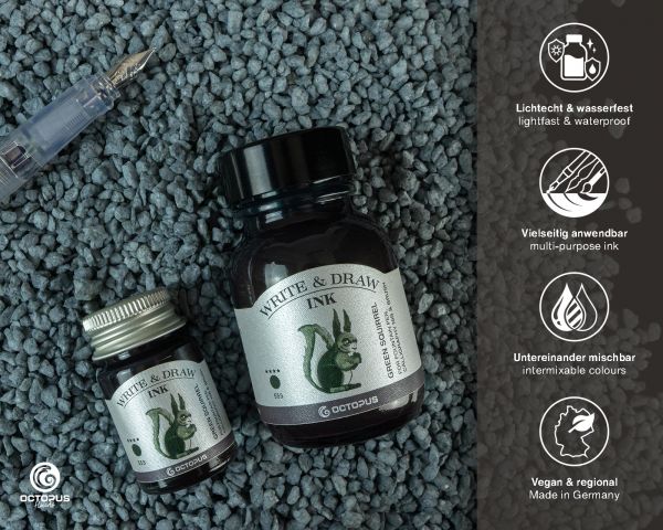 OCTOPUS FLUIDS - Write & Draw Ink 50ml | 553 Green Squirrel - Image 2