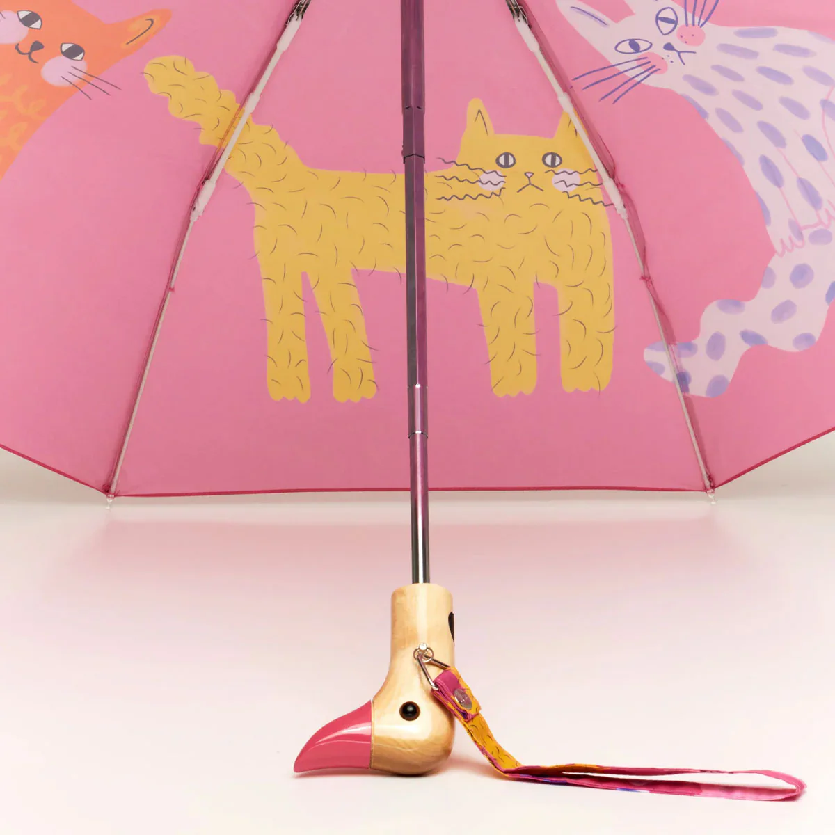 Original Duckhead - Compact Umbrella - Fuchsia Arty Cats - Image 3