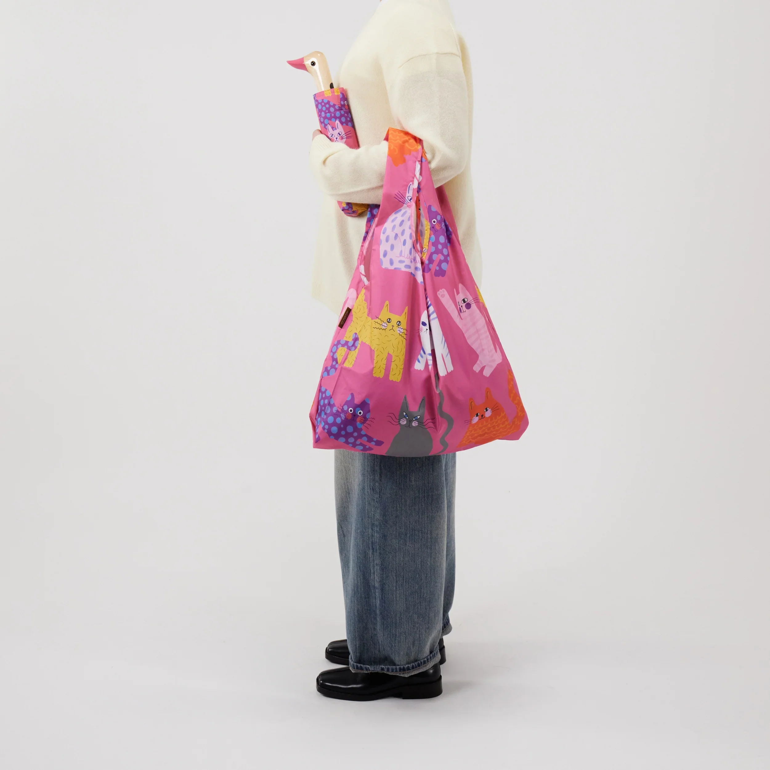 Original Duckhead - Compact Umbrella - Fuchsia Arty Cats - Image 6