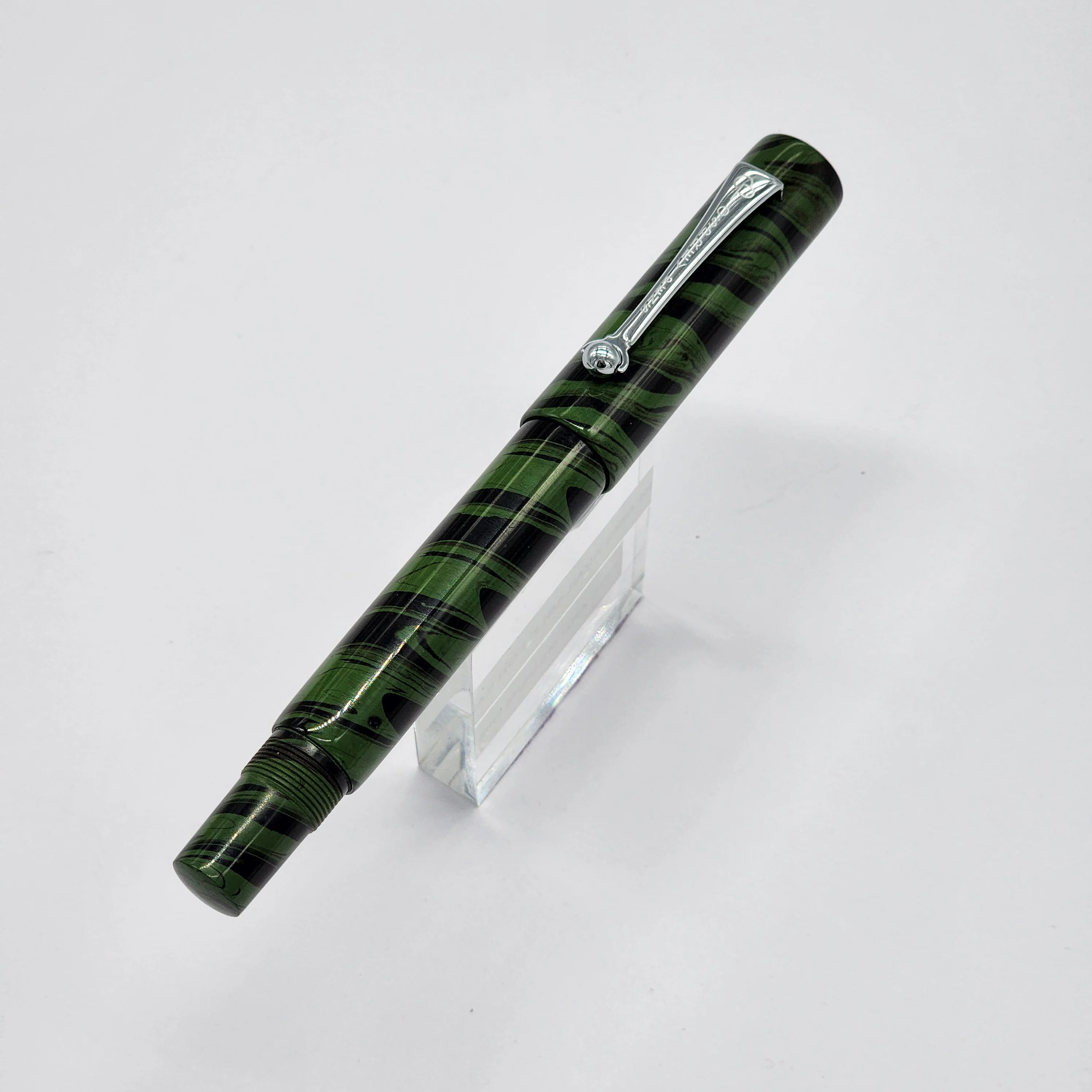 Osprey Pens - Milano Fountain Pen Body - Green-Black Mottled Ebonite (Nib Not Included) - Image 2