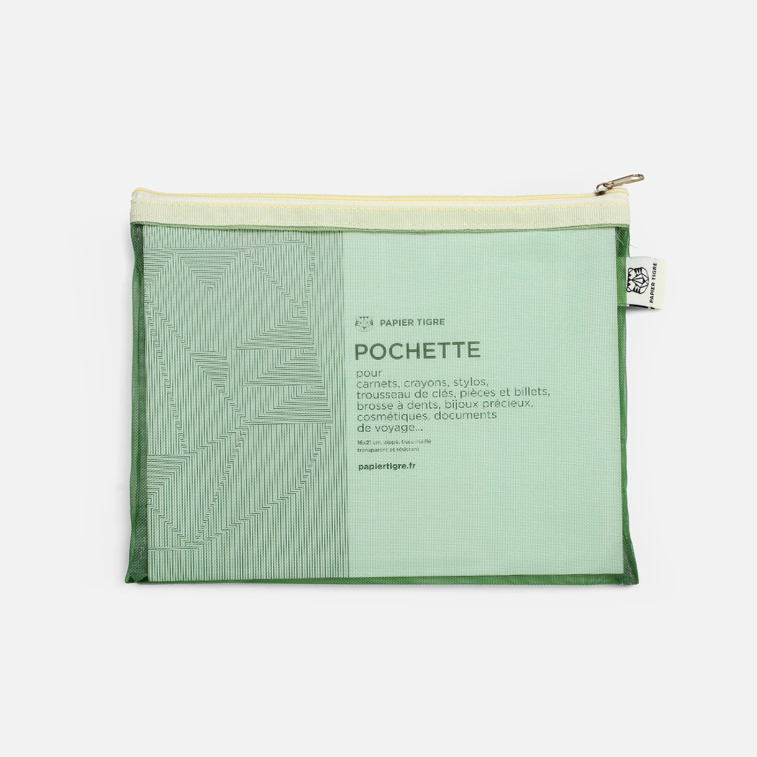 Papier Tigre - Pocket Mesh Case - Medium - Green/Cream