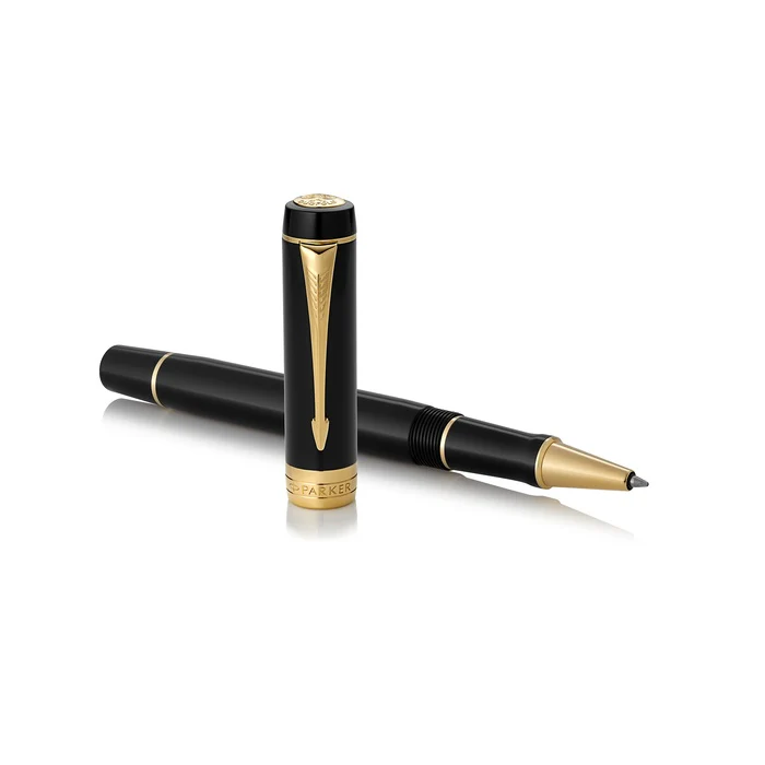 PARKER - Duofold Classic Rollerball Pen - Black with Gold Trim - Image 3