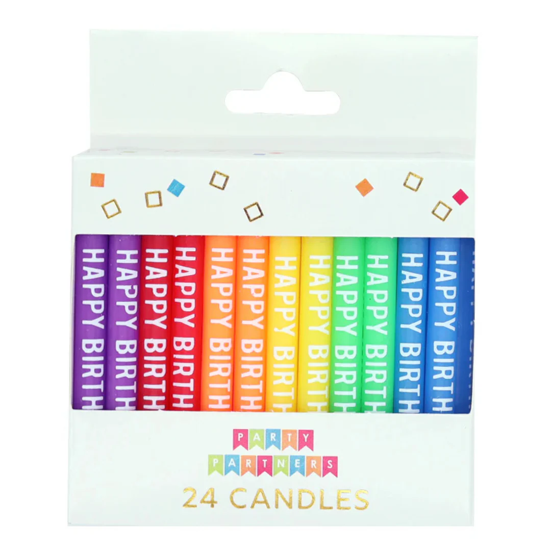 Party Partners Design - Rainbow Happy Birthday Candles - Pack of 25