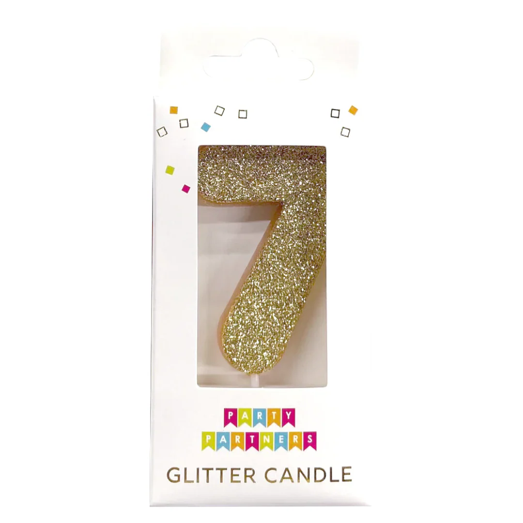 Party Partners - Gold Glitter "7" Candle