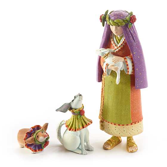 Patience Brewster -  Nativity Shepherdess with Dog Figures (Set of 3)