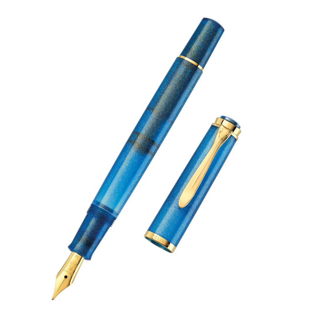 Pelikan Classic M200 Fountain Pen & Ink - 2024 Special Edition - Golden Lapis - Giftbox Set - Image 3