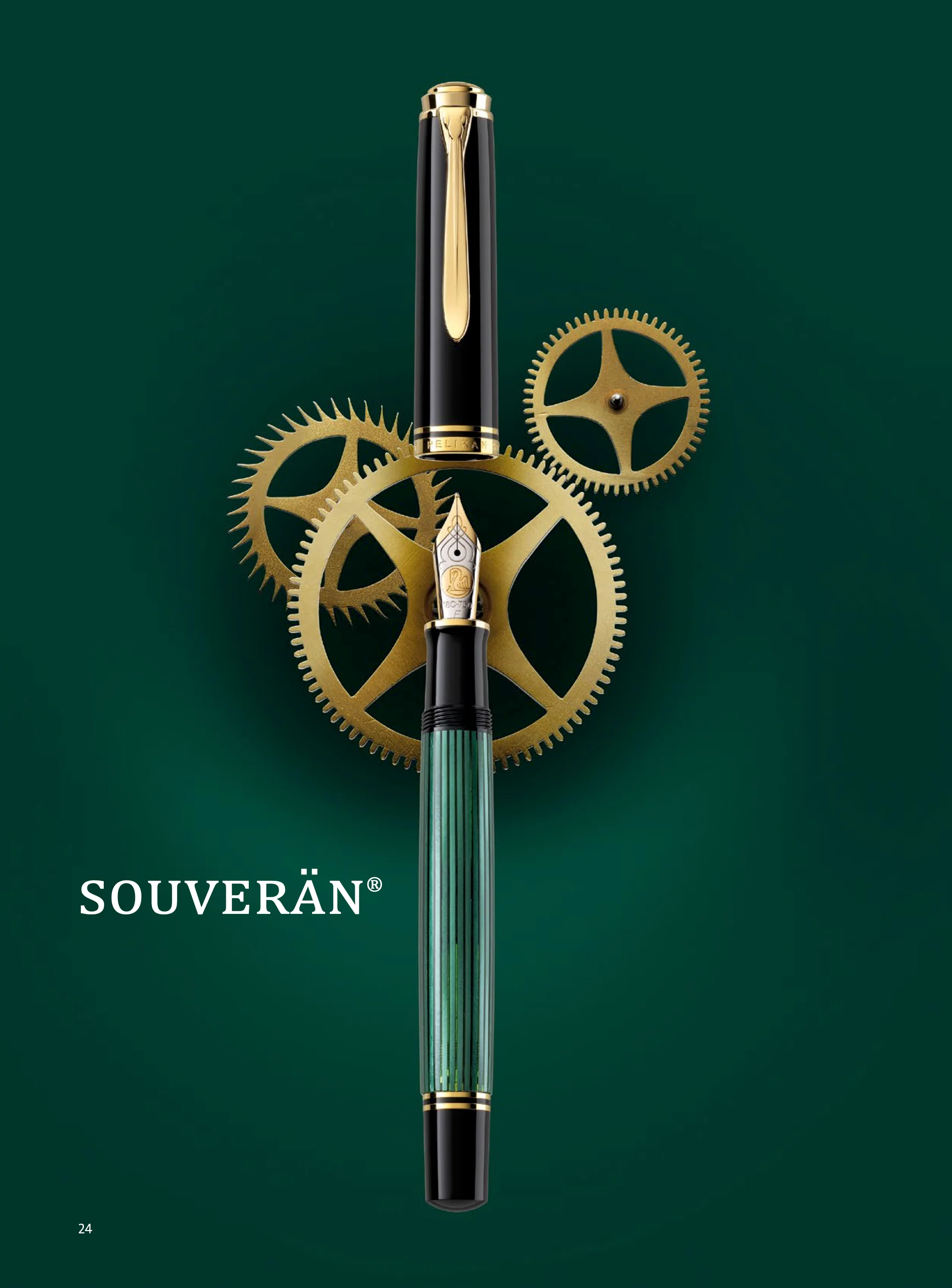 Pelikan - Souverän Fountain Pen - M400 Black-Green - Image 7
