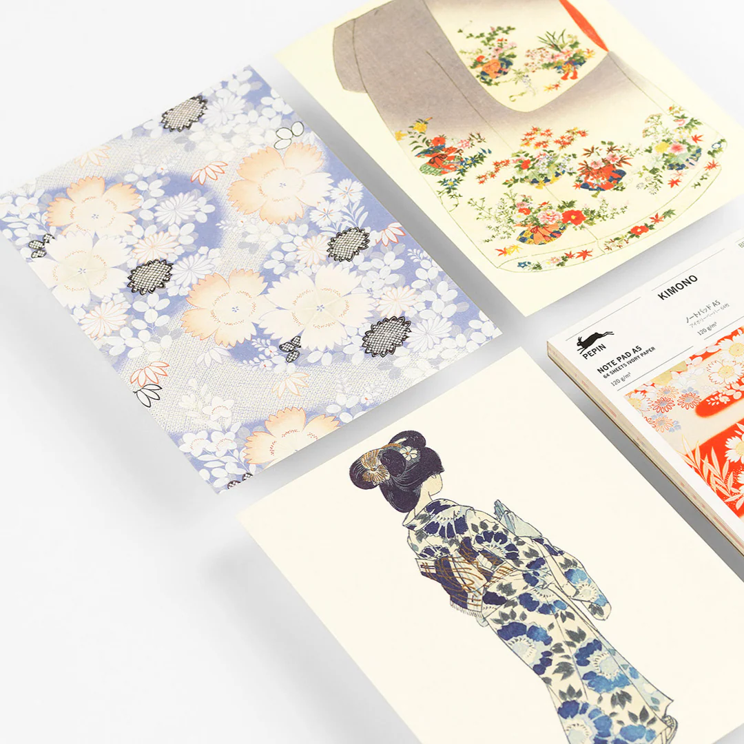 PEPIN PRESS - A5 NOTE PAD, Premium Ivory Paper, 64 Sheets - 'Kimono' (4 Japanese-style Print Designs) - Image 2