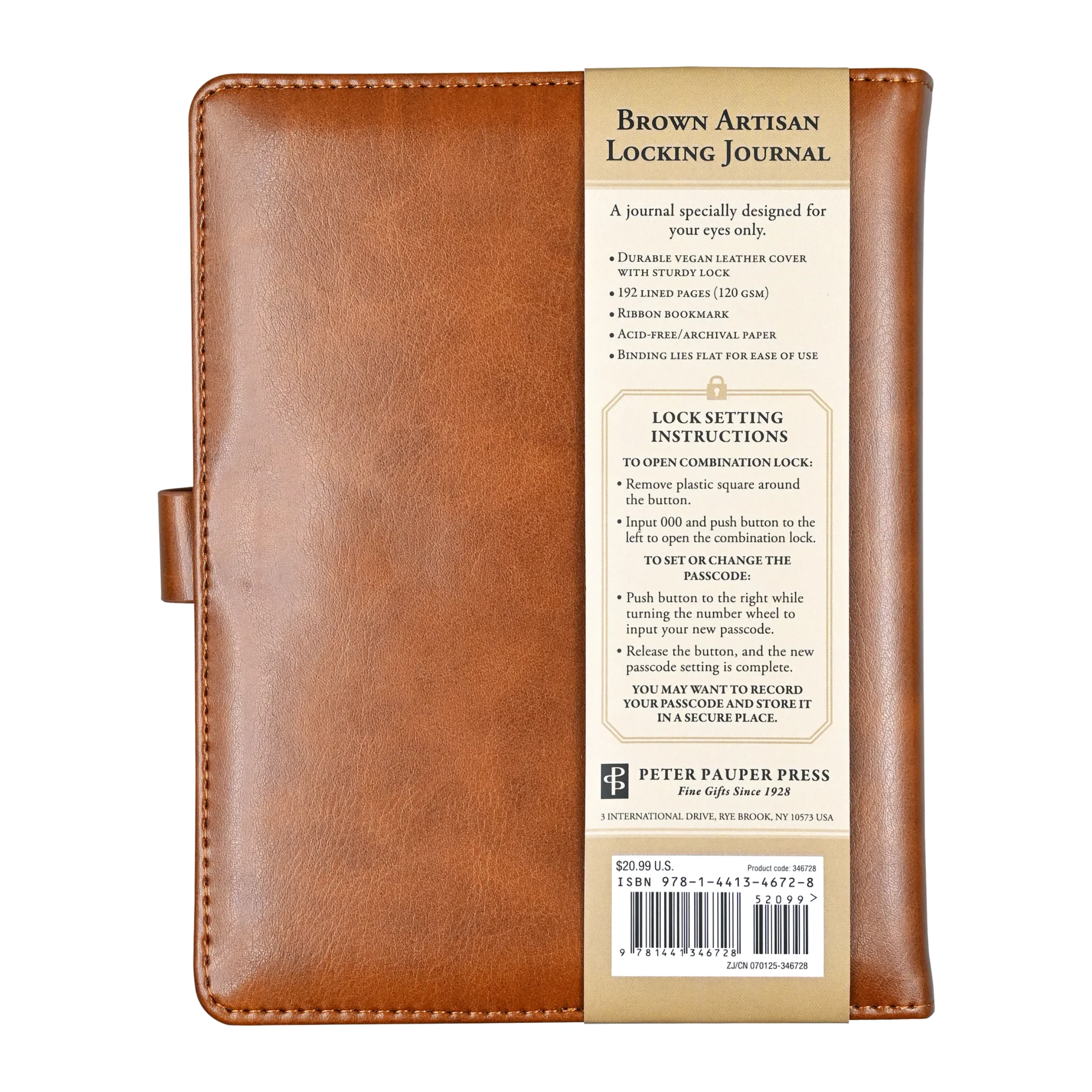 Peter Pauper Press - Artisan Brown Locking Journal - Image 4