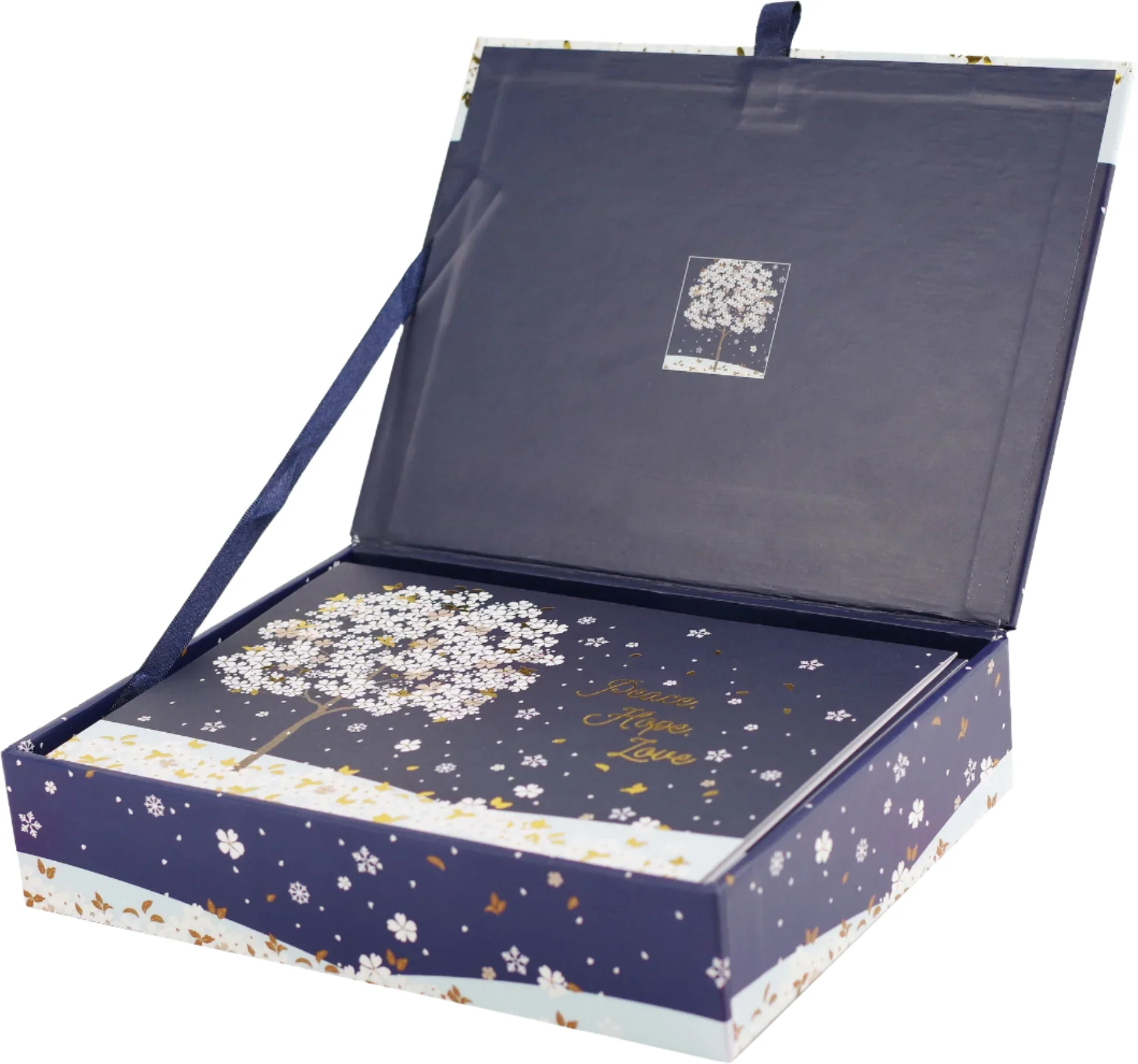 Peter Pauper Press - Boxed Deluxe Holiday Cards - Falling Blossoms in Winter - Image 2