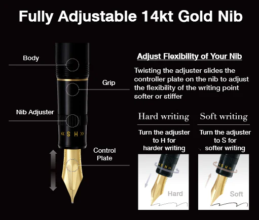 PILOT - Justus 95 Fountain Pen - Black-Gold - Image 5