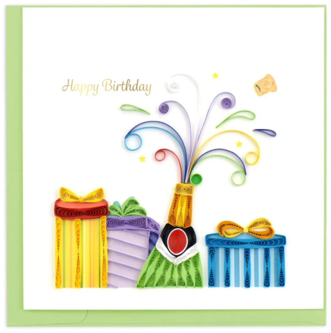 Quilling Birthday Card - Birthday Champagne