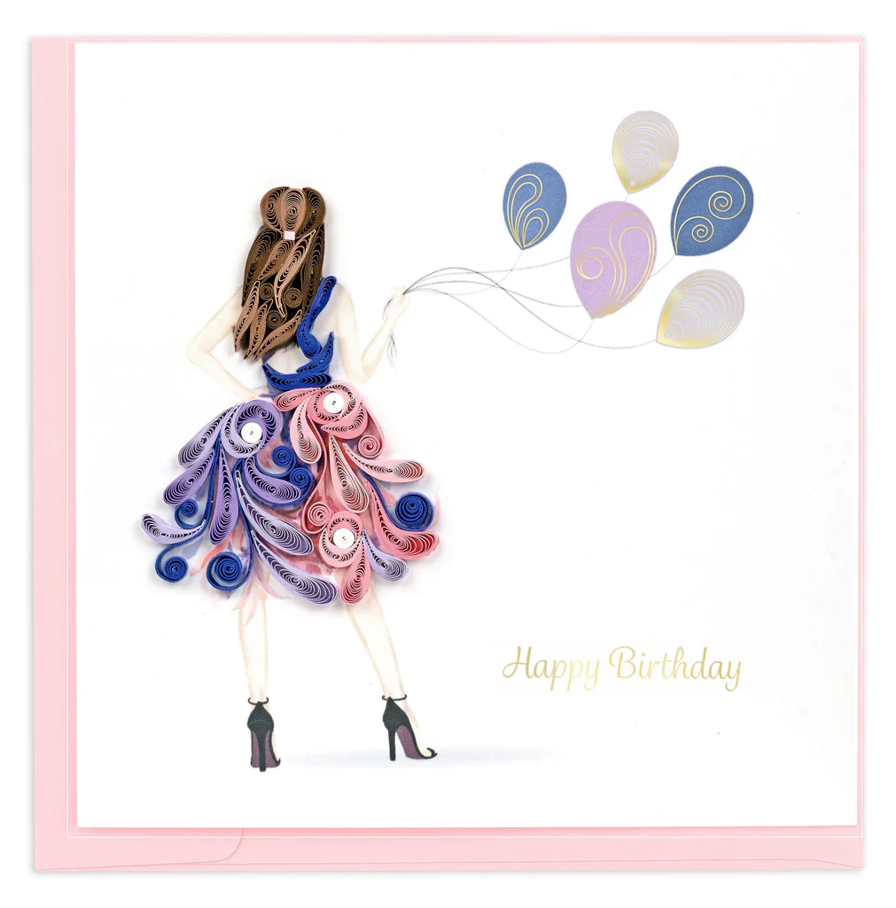 Quilling Birthday Card - Fashion Birthday Girl