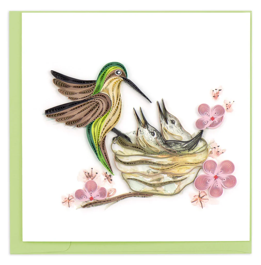 Quilling Card - Hummingbird & Babies