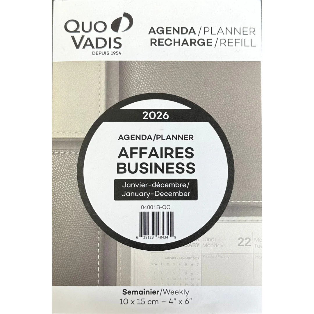 Quo Vadis - 2026 Business Weekly Planner Refill - 10x15cm