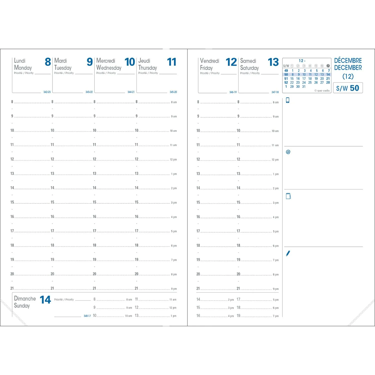 Quo Vadis - 2026 Business Weekly Planner Refill - 10x15cm - Image 2