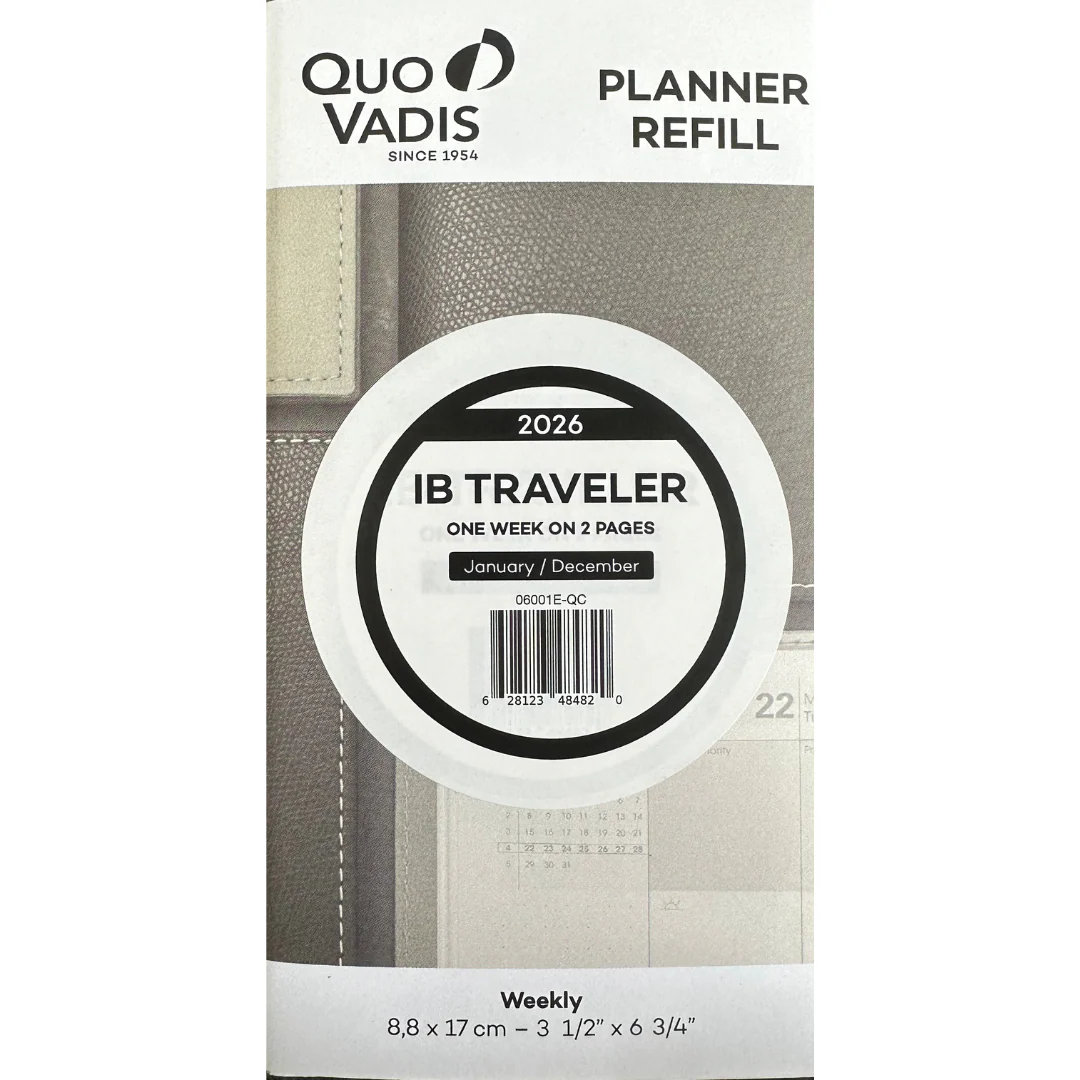 Quo Vadis - 2026 IB Traveler Weekly Planner Refill - 8.8x17cm