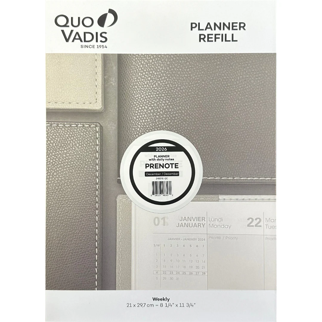 Quo Vadis - 2026 Prenote Weekly Planner Refill - 21x29.7cm