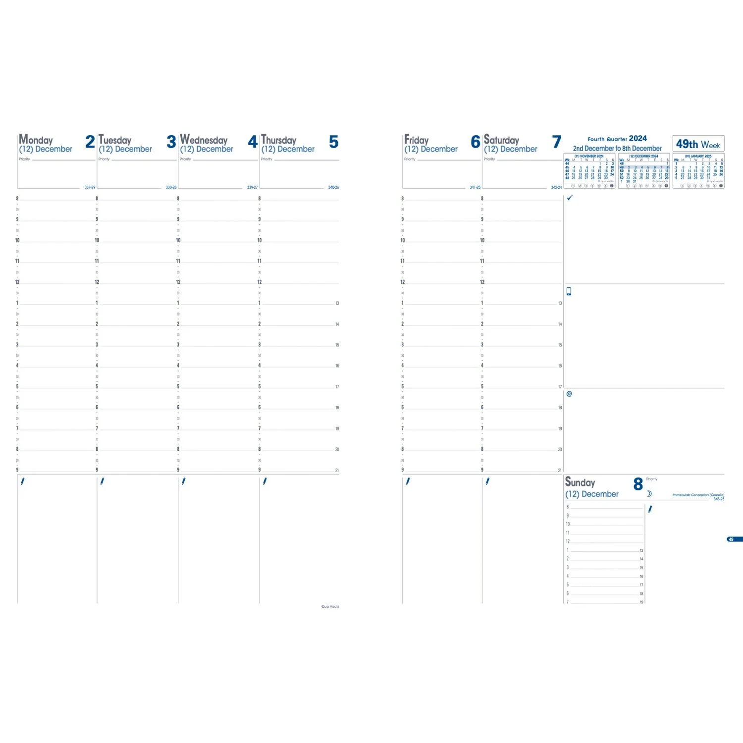 Quo Vadis - 2026 Prenote Weekly Planner Refill - 21x29.7cm - Image 2