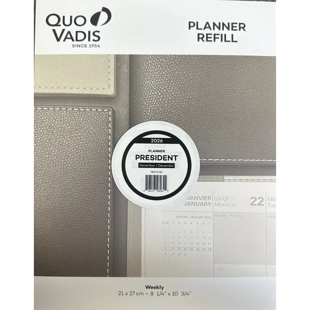 Quo Vadis - 2026 President Weekly Planner Refill - 21x27cm