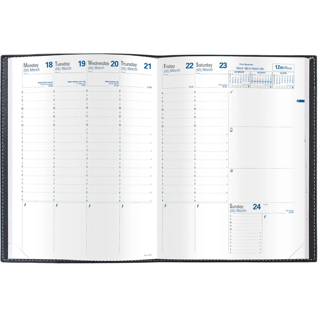Quo Vadis - 2026 Trinote Weekly Planner - 18x24cm - Black (Club) - Image 2